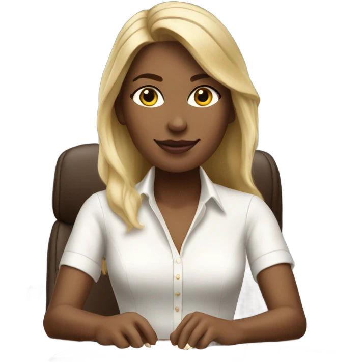 White Ralph lauren women working at desk emoji