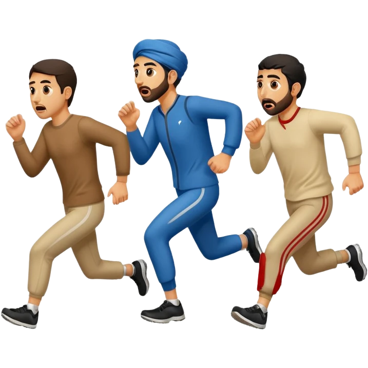убегающие иранцы, в полный рост, в профиль emoji