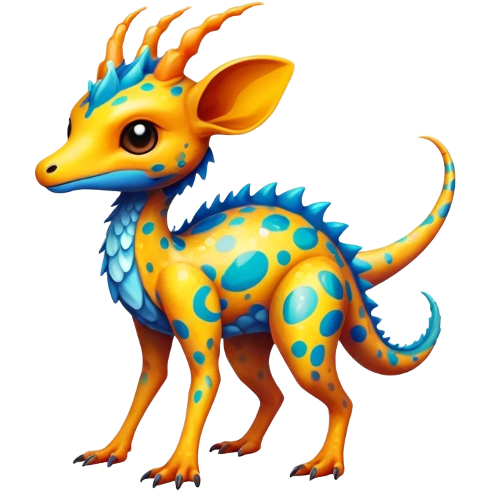 a colorful edgy cute vernid-fionbri-creature with splash patterns full body emoji