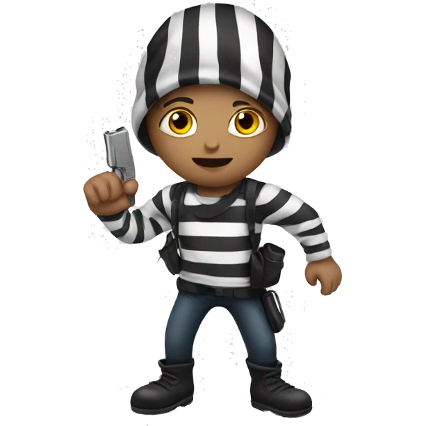 Robber, striped shirt, girl emoji