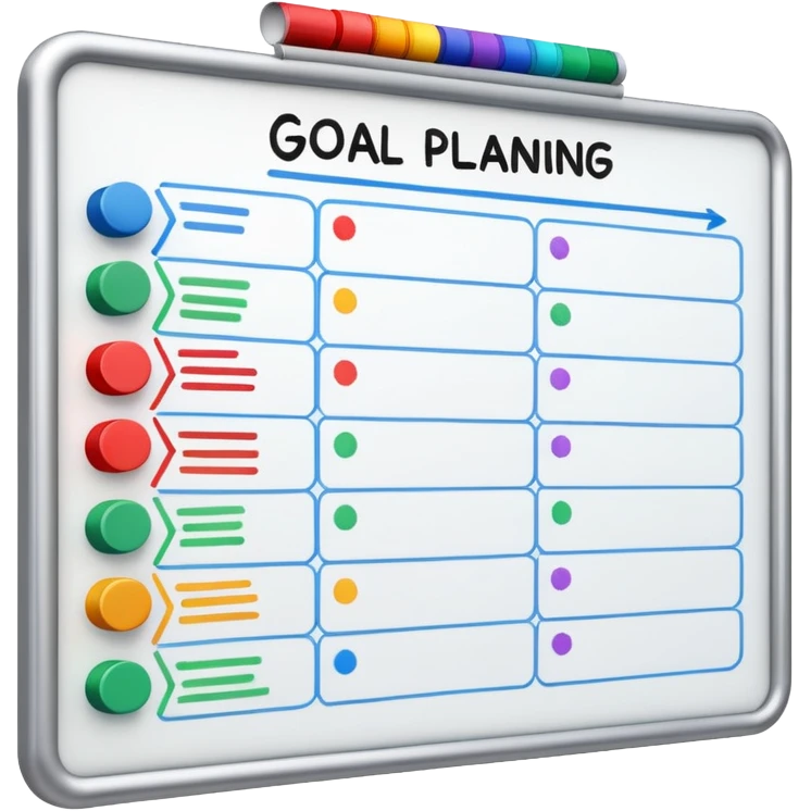 Goal planning on a white board emoji