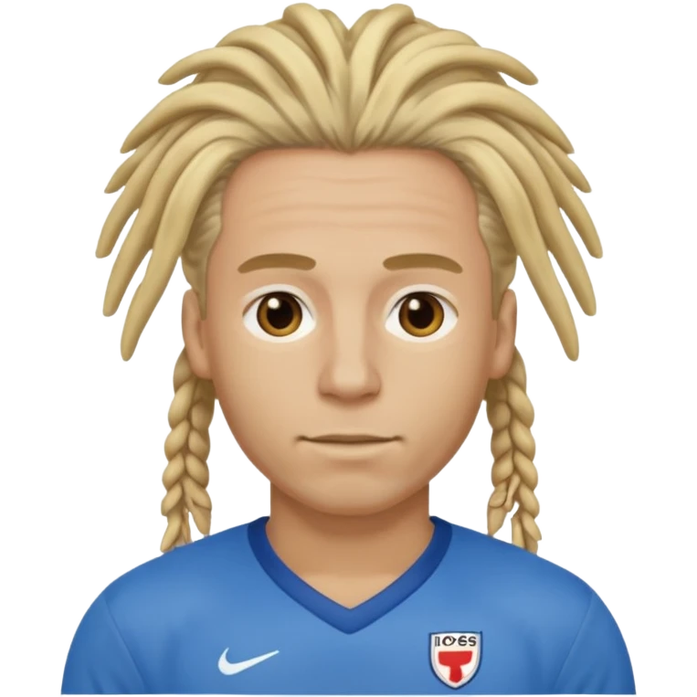 blonde dreadlocks man with blue jersey emoji