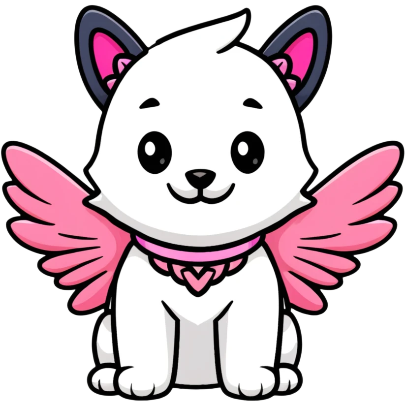 cute dog wearing Victoria's Secret angel wings and pink outfit emoji