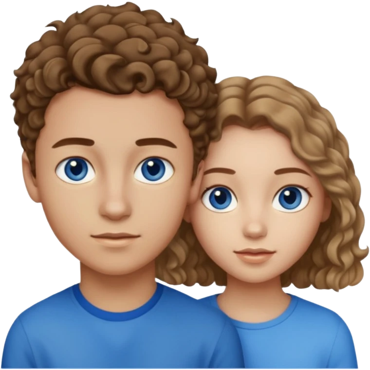 20 year old boy with slightly curly dark blonde hair and blue eyes with 20 year old girl with brown hair and blue eyes emoji