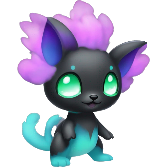 Cute cool black nebula green blue purple pink animal hybrid Fakemon full body emoji