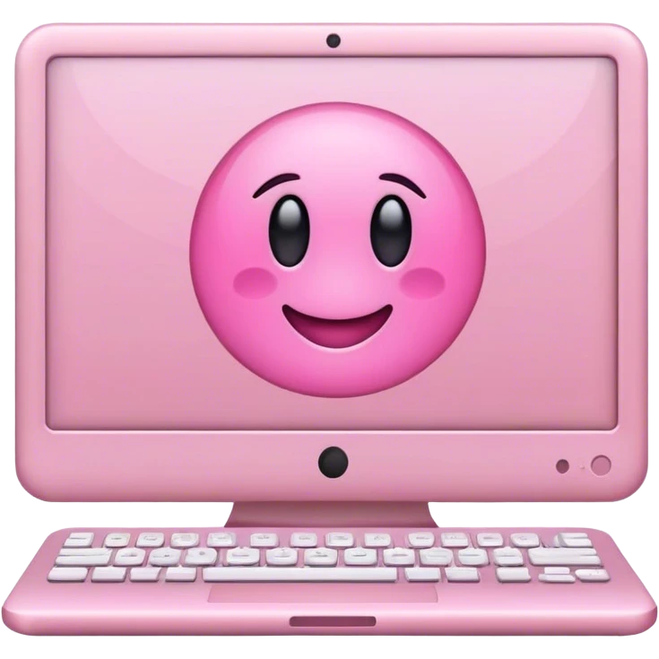 computador com um laço cumprido e estreito na cor rosa claro emoji