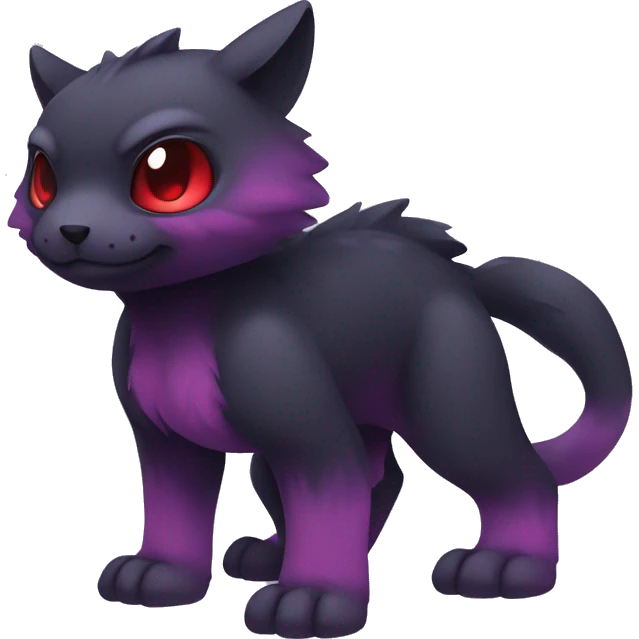 Cute cool dark black red purple animal hybrid Fakemon full body emoji