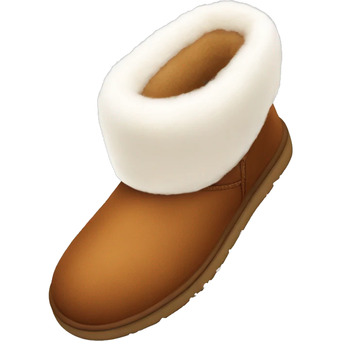 chestnut Uggs from the top view with a fluffy white trim emoji