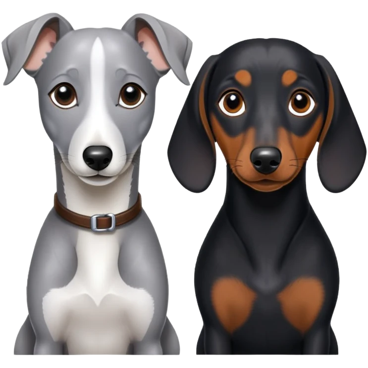 Grey Whippet and a black Dashaund  emoji