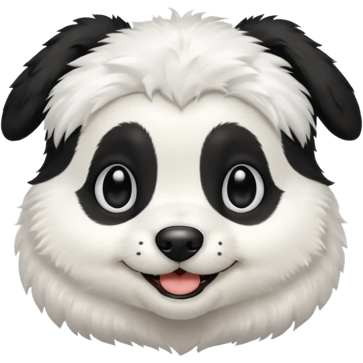 Black and white puppy, smiling, smooth coat emoji