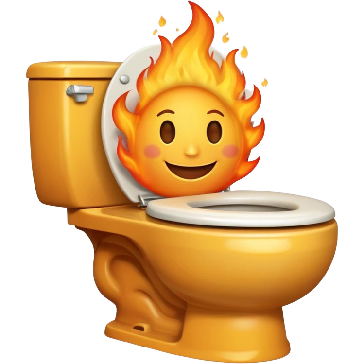 A smiling toilet with fire coming from its bowl emoji