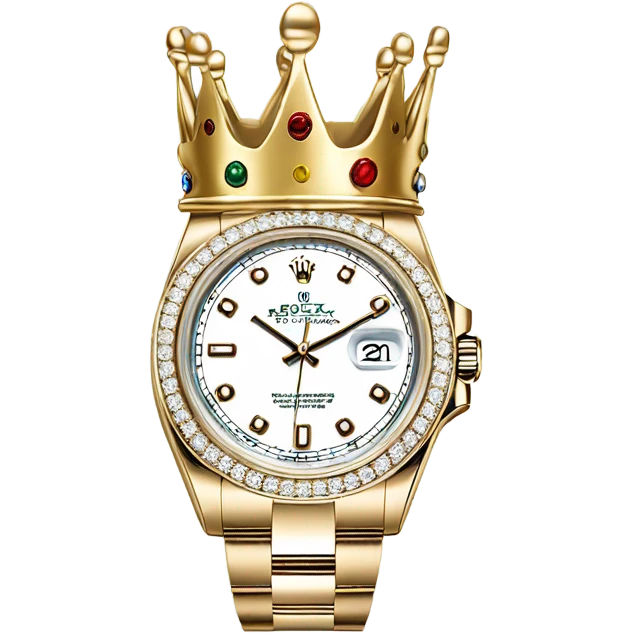 white gold rolex with a king crown emoji