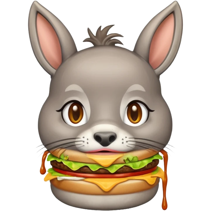 shit dripping of  donkey cat eating hamburgers emoji