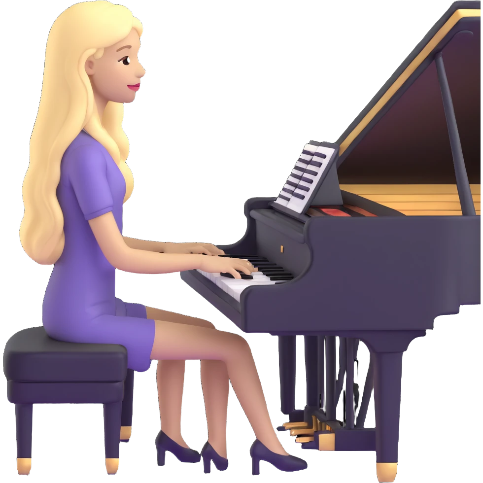 woman with long blonde hair playing the piano emoji