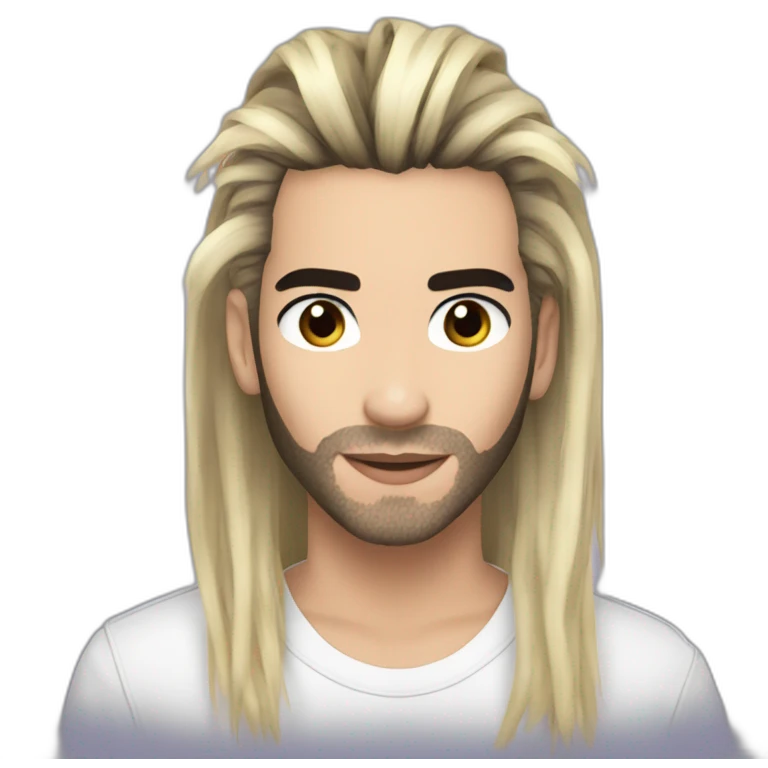 Bill Kaulitz highlights with hair down emoji