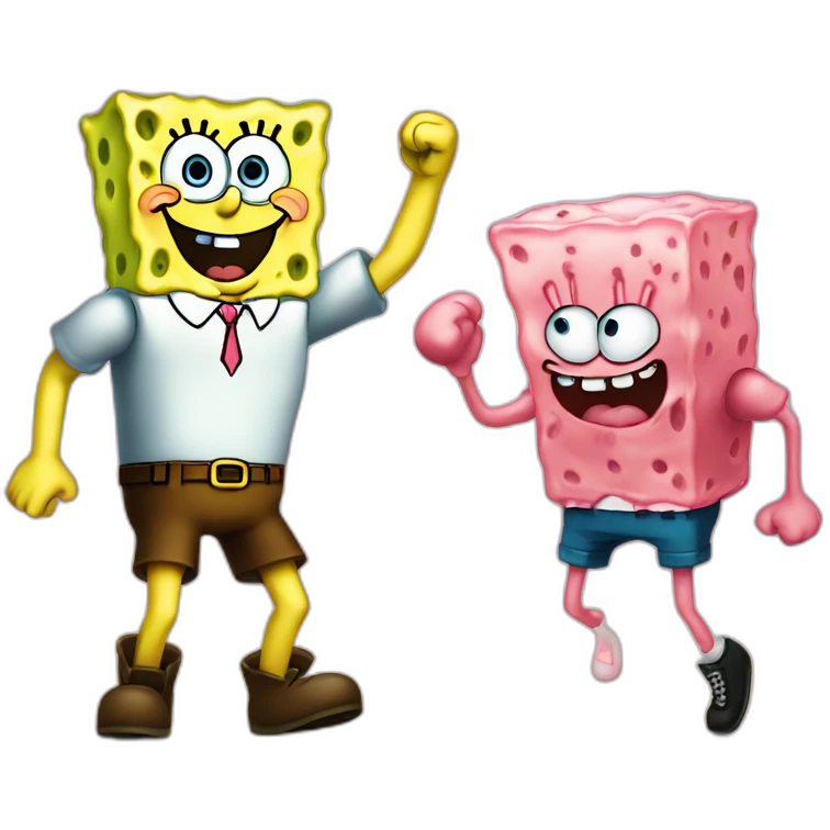spongebob and patrick fighting emoji