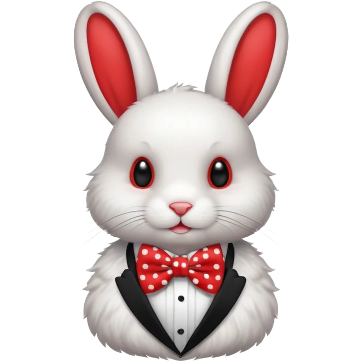 Fluffy rabbit with polka-dot bow tie emoji