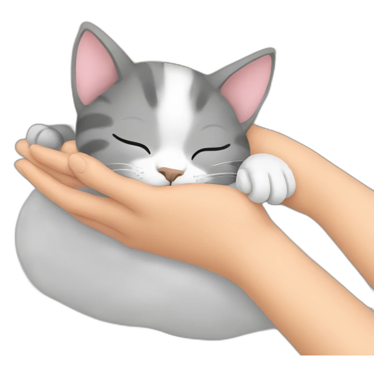 Cat sleeping on the hands emoji