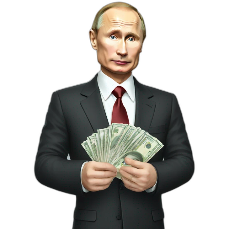 Vladimir Putin holding money emoji
