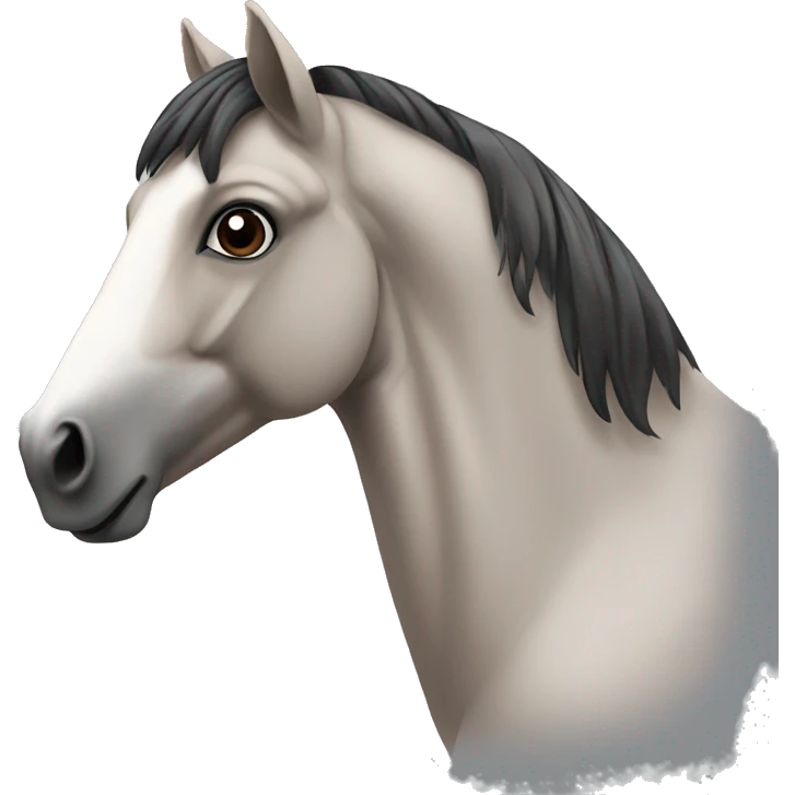 Horse light grey and brown with black mane  emoji
