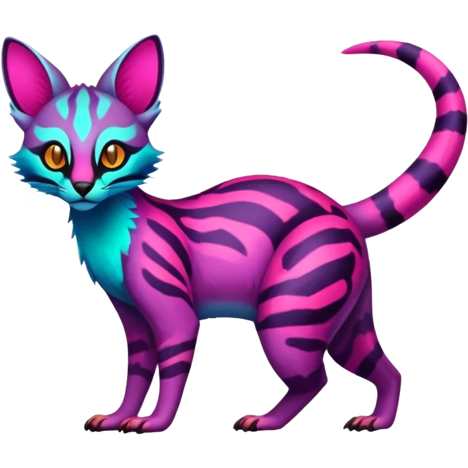  randomly colored colorful light cute lush neon-colored brightly colored Fakémon-Fionbri-Vernid-Genet-creature with markings (full body) emoji