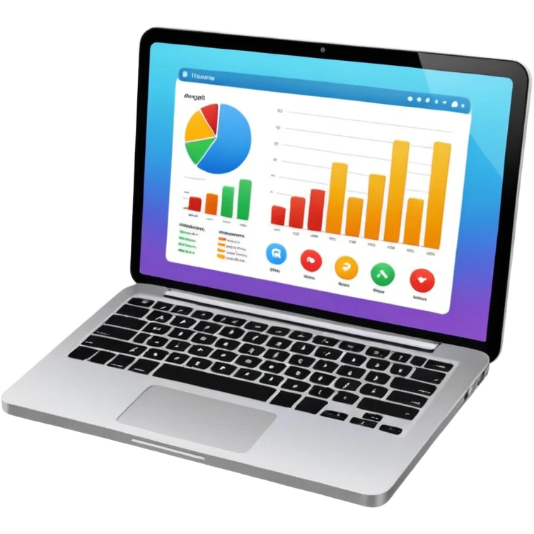 laptop, analytics dashboard with graphs on display emoji