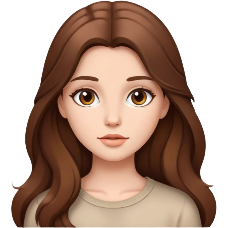 brown long hair girl with soft makeup emoji