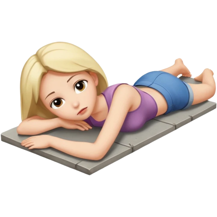 Girl laying on her back on concrete contemplating something serious  emoji