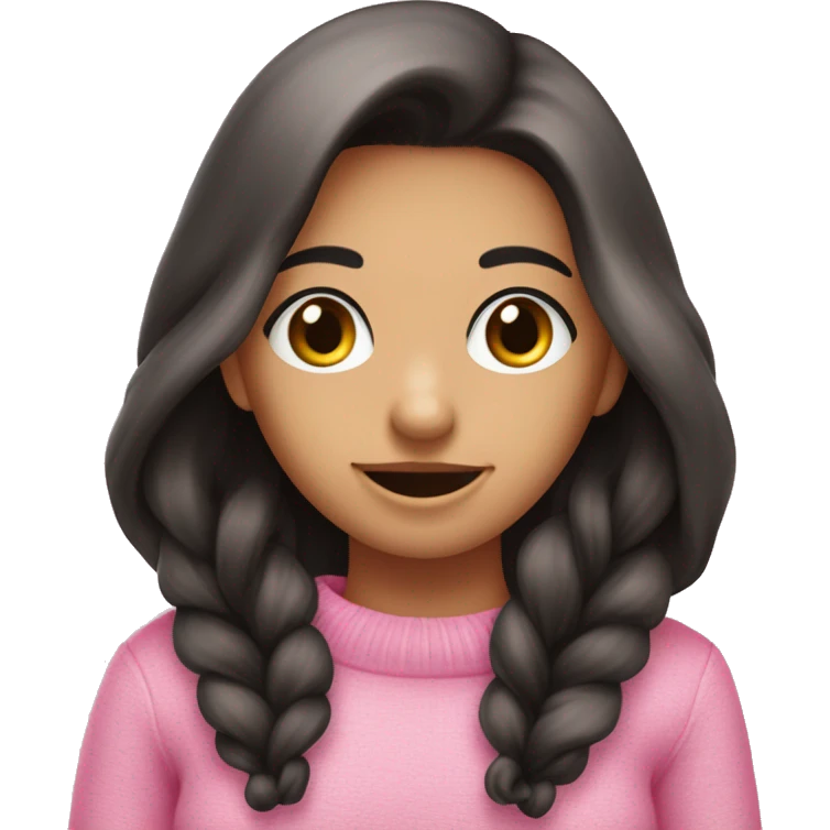 Schwarz haariges Mädchen im pinken Pulli meist  emoji