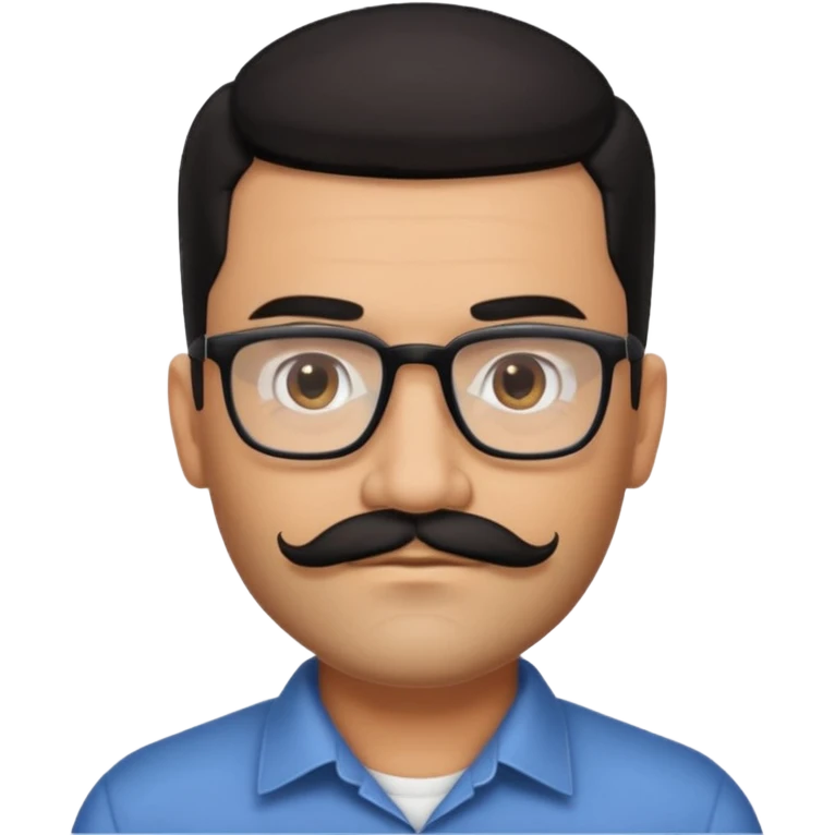 Attractive Hispanic TV host in his mid to late 40s with light brown skin, short straight black hair slicked back with fade on sides, square handsome face with strong jawline, friendly approachable expression, black beard and moustache, wearing glasses emoji