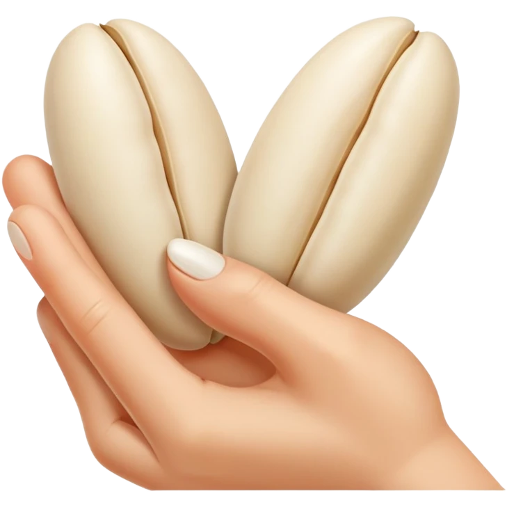 Two fingers pinching a white bean emoji