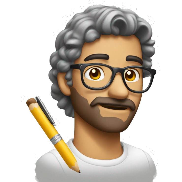 Artista sosteniendo un boligrafo blanco emoji
