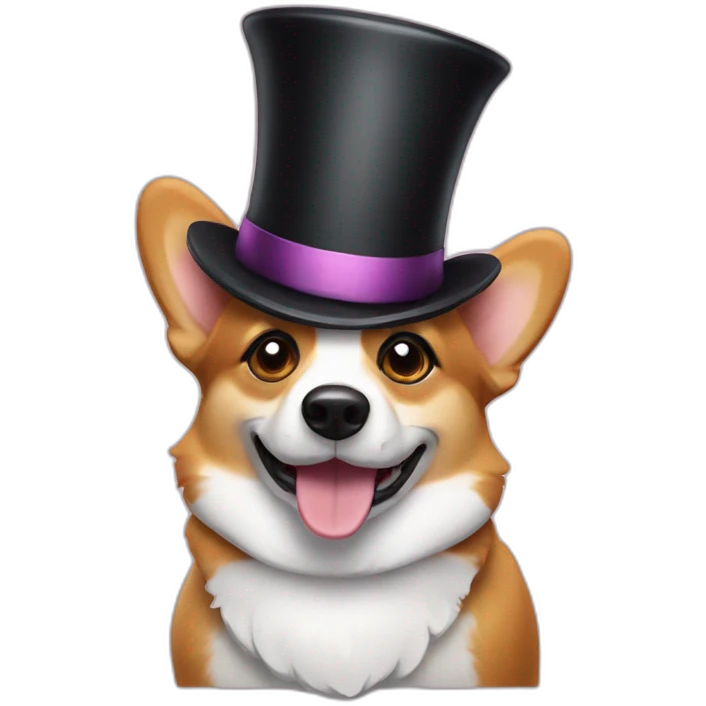 Corgi with top hat emoji