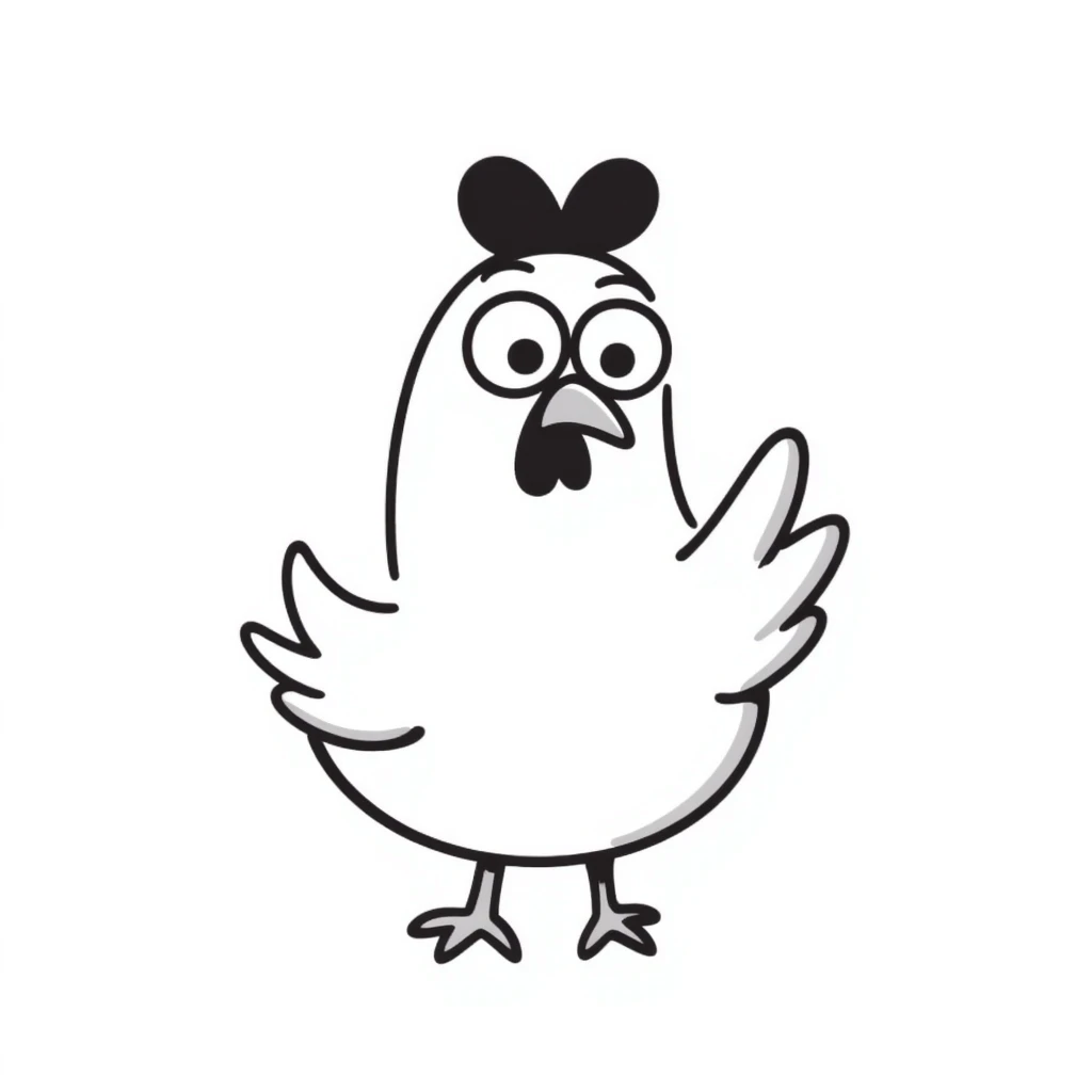 A goofy chicken with big eyes and a surprised expression emoji