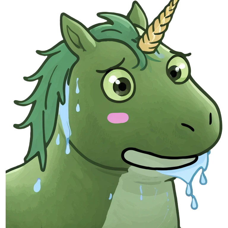 Rainbow baby unicorn awash in tears emoji