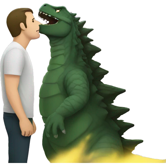Guy kissing Godzilla  emoji