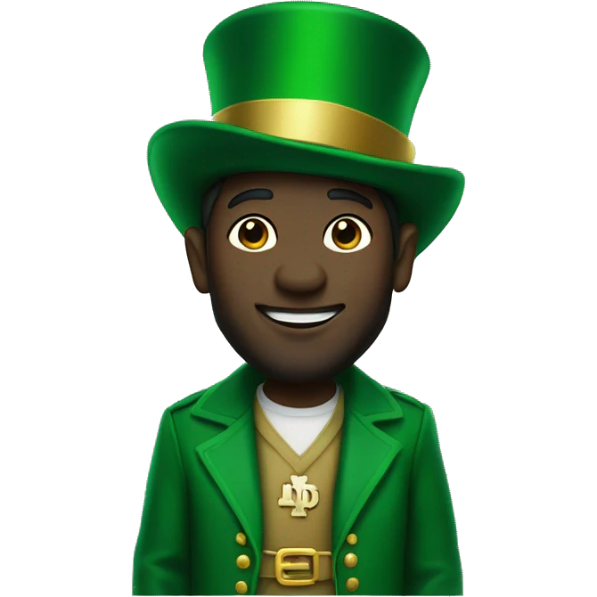 Human wearing a Notre dame leprechaun outfit emoji