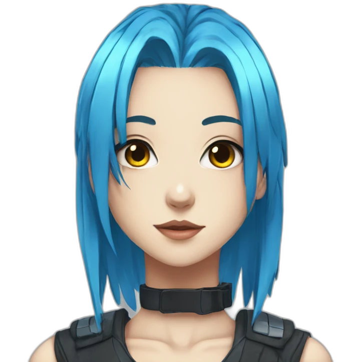 Anime girl with blue hair cyberpunk emoji