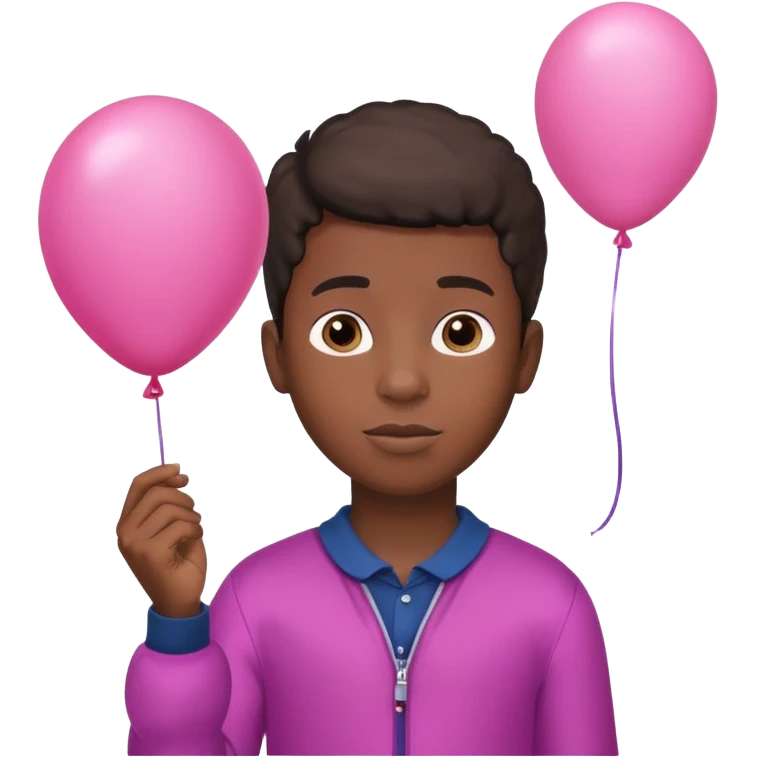 black boy with pink baloon emoji