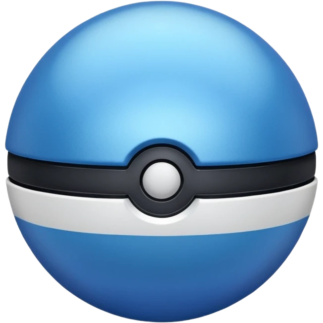 blue pokeball emoji, top half is a more saturated blue, bottom half is white, black stripe, with a metallic sheen emoji