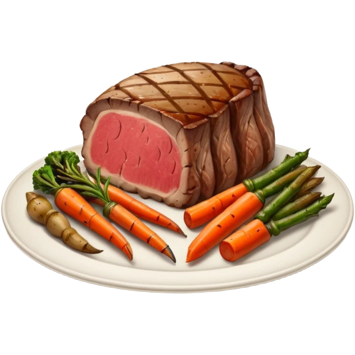 Realistic Prime rib steak on plate emoji