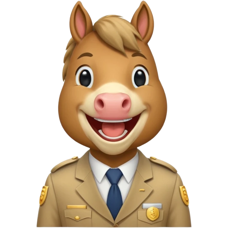 Laughing horse who is a smart bank clerk but laughing emoji