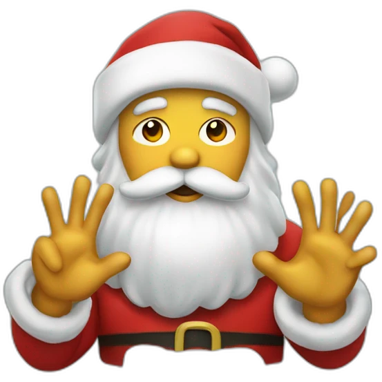 santa with crossed x shaped hand emoji