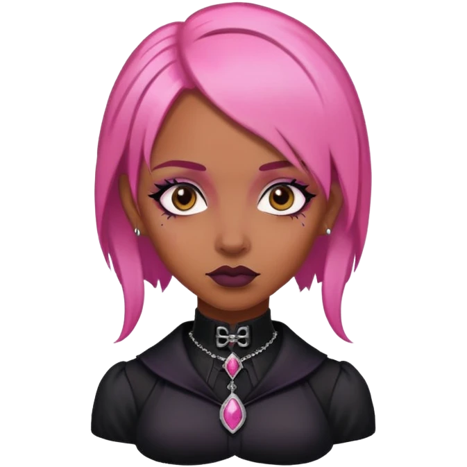 Gothic woman brown skin and pink hair  emoji