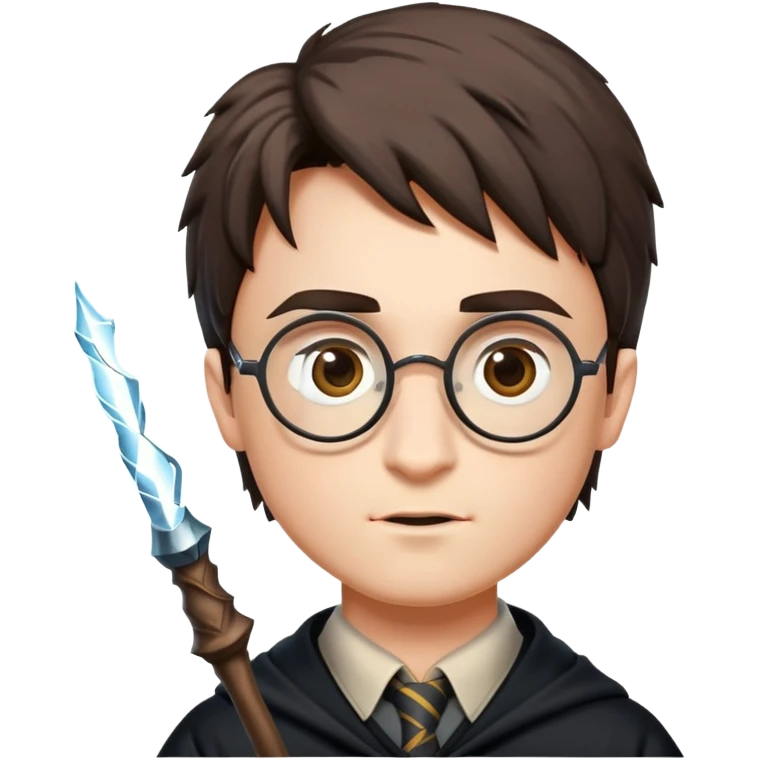 Harry Potter with glasses, lightning scar, and wand emoji