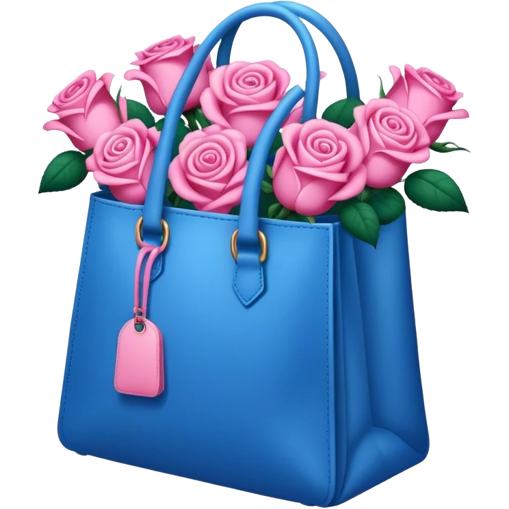 A blue bag full of rose that's colored pink emoji