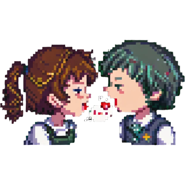 a girl and boy kissing inside a Hello Kitty-themed room, the girl says "sweet!" in a speech bubble, variant with different room details emoji