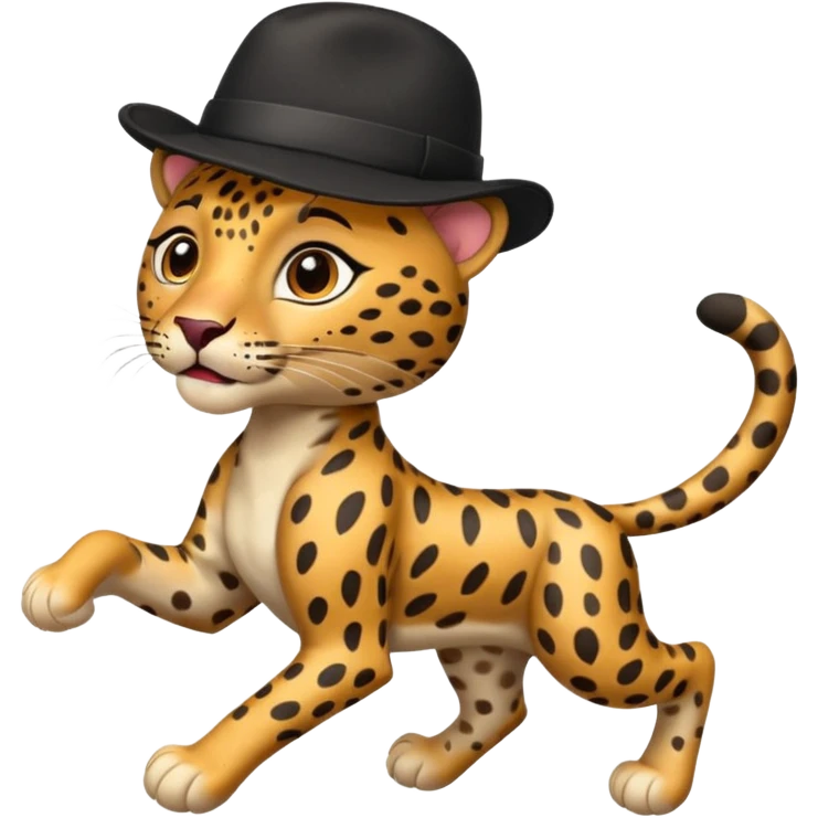 running leopard in a black hat emoji