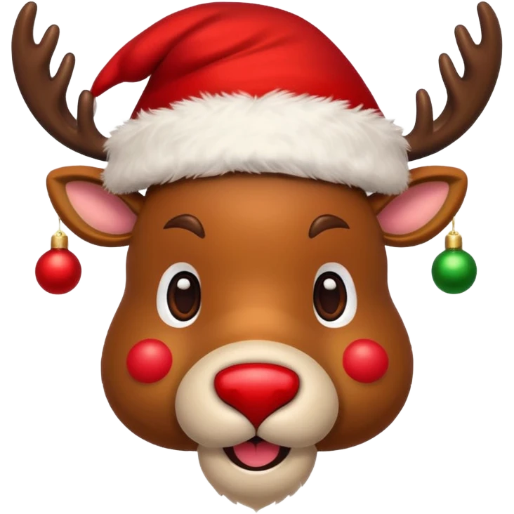 Christmas reindeer face with christmas accessories emoji