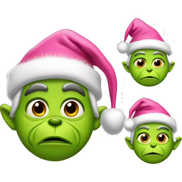 Grinch with pink Santa hat emoji